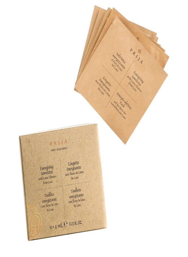 Prija Towelette Gift Pack with Lotus Flowers (Includes 10 wipes) - Energizing, Moisturizing and Sanitizing - Dermatologically Tested - 100% Natural Viscose - 100% Recycled Paper - Image 3